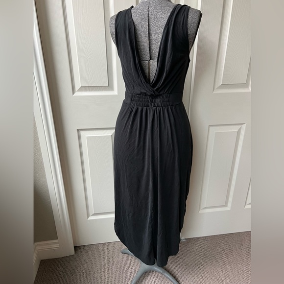 Black Tape Dress Womens PM Solid Charcoal Gray Sleeveless Dual V Neck - Picture 3 of 4